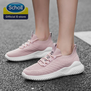 Scholl รองเท้าผ้าใบคู่ผู้หญิงสไตล์ใหม่นุ่มสบายรองเท้าระบายอากาศผู้หญิงรองเท้าผ้าใบสีดำผูกเชือกผู้ชายแฟชั่นและผู้หญิง