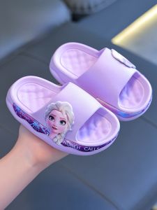Disney Princess Elsa Childrens Slip-resistant Soft-soled Bath Slippers Girls Summer Flat Heel PVC Bottom Clog Shoes