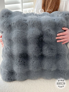 Modern Minimalist JOJOS L PD.Cold Viral Fur Pillow Rabbit Fur Plush Sofa Bedroom Square Pillow Home Use Washable Cushion