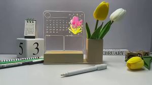 Đèn trang trí phòng ngủ đèn để bàn có ống cắm bút bảng note đi kèm tiện dụng đèn ngủ hình hoa xinh