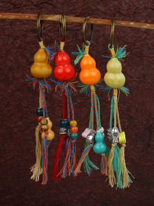 Jingdezhen Ceramic Good Luck Gourd Tassel Keychain Handwoven Car Hanging Decoration Mobile Phone Chain Handmade Chinese Style