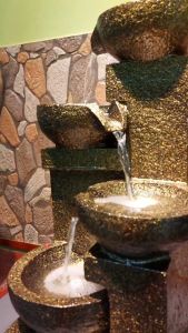 Elegant Resin Waterfall Fountain with Illuminating LED Lights for Outdoor & Garden