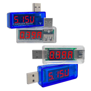 เครื่องวัดแรงดันไฟฟ้าและกระแสไฟฟ้าแบบดิจิตอล พร้อมจอ LED สำหรับชาร์จแบตเตอรี่มือถือผ่านพอร์ต USB