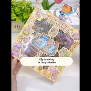 Hộp Sticker Capybara 100 Tấm – Không Trùng Lặp – Đa Dạng Hình Dáng Dễ Thương LIM CAPY