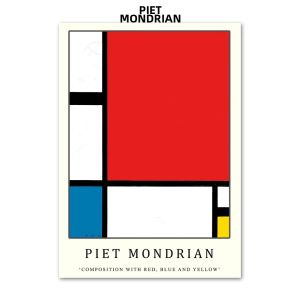 Piet Mondrian Hiện Đại Trừu Tượng Hình Học In Canvas Unframed Nghệ Thuật Treo Tường Cho Trang Trí Phòng Khách Hình Chữ Nhật Dọc Bắc Âu Hình Ảnh