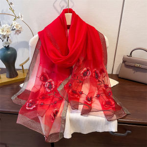 Red Suzhou Embroidery Scarf 2025 New Style Spring Autumn Bowskirt for Middle Aged And Elderly Mothers Gift Box Shawl