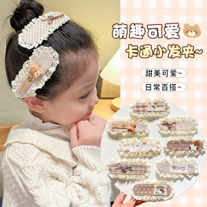 Cute Cartoon Bear Hair Accessories for Girls Lace Trim Handmade Hair Stickers Sweet Girl Back of Head Decorations Dream Silk