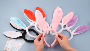 Devonmet Cute Colorful Plush Rabbit Ear Headband Costume Props Cosplay Perform Party Headdress Hair Accessories