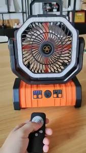 Camping Fan 20000mAh Rechargeable Outdoor Fan with LED Light Hook Remote Control Auto Oscillating