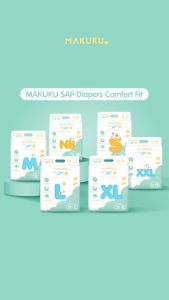 [BEST SELLER] MAKUKU SAP Diapers Comfort Fit ALL SIZE [NB/S/M/L/XL/XXL] [TIPE PEREKAT/CELANA] - Popok Bayi Lembut dan Halus - Bebas Iritasi dan Daya Serap Tinggi