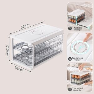 ASCOR | Food-Grade Foldable Drawer Egg Storage Organizer