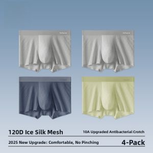 MiiOW | Mens Ice Silk Underwear Summer Thin New Seamless Breathable Boxer Shorts Quick Dry Nylon Fabric Mid Waist Cotton Crotch Briefs