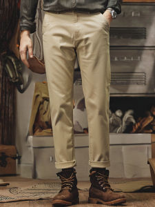 Quần Dài Công Sở Cotton Nguyên Chất Phong Cách Mỹ Quần Dài Thường Ngày Cho Nam Mùa Thu Đông Quần Dài Ống Đứng Cạp Cao