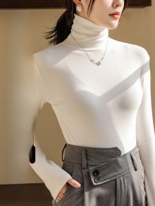 MiiOW | Áo sơ mi lót lông cừu dày tay dài cổ cao thời trang thu đông mới cho nữ chất liệu polyester dài thường