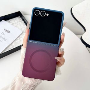 szhaiyu | Gradient Liquid Silicone Soft Magnetic Case For Samsung Galaxy Z Flip 8 7 6 5 4 Wireless Charge Soft Silicone Shockproof Cover