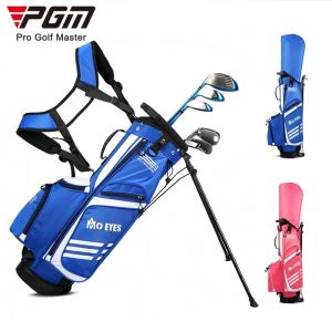PGM Juniors Multifunction Golf Stand Bag with Waterproof Super Lightweight Portable Version in Blue Pink for Boy Girl Kids