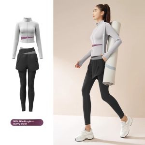 WANGGONGZHU | Princess Style Fitness Yoga Set Womens Quick Dry Three Piece Color Block Design Summer 2025 New Arrival Gym Sportswear