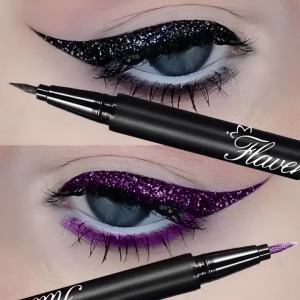 Glitter Pearlescent Eyeliner Pen Waterproof Smudge Proof Metallic Shimmer Colorful Eyeshadow Pen Quickily Dry Purple Eyes Makeup