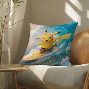 Bandai | Pokemon Leafeon Anime Plush Pillow Cover Soft Short Plush Cushion Cover For Sofa Bedroom Living Room Home Decor Gift