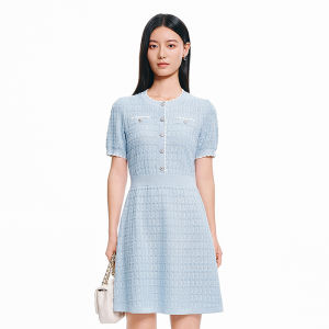 Koradior | Refreshing Clean Simple Elegant Body Slimming Mid-long Knitted Dress
