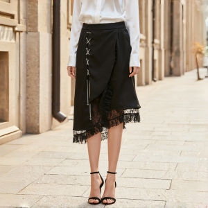 Lace Chain Decorative Irregular Patchwork Pencil Skirt Summer