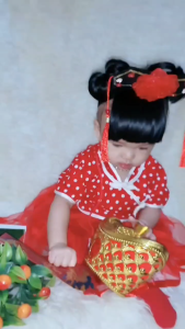 Dress Gong Xi Fa Cai Anak Perempuan Lengan Pendek Usia 6 Bulan Sampai 7 Tahun Model Desain Elegan