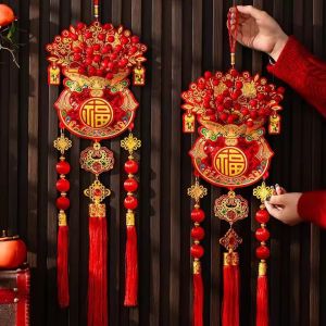 Berry túi may mắn Mặt dây chuyền Trung Quốc đồ trang trí năm mới thiết kế truyền thống với tua Lễ Hội Mùa Xuân Mặt dây đồ trang trí treo tường cửa
