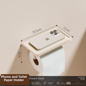 Morotel | Creamy Style Toilet Paper Holder with Shelf No Drill Wall Mount