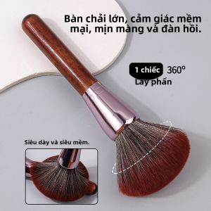 1Pc Retro Thanh Lịch Tay Cầm Bằng Gỗ Cọ Trang Điểm Matte Powder Blush Contouring Lông Nylon Cho Kem Nền Bronzer Highlighter
