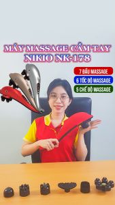 Máy massage cá heo máy massage cầm tay máy đấm lưng cầm tay Nikio NK-178 - 7 đầu thay thế 5 kiểu rung và 6 tốc độ rung pin sạc thích hợp nam nữ
