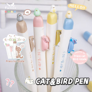 4 Pcs/Set Creative Cat And Bird Design Gel Pens Cute Funny Decompression 0.5mm Black Ink Writing Pens Stationery Supplies