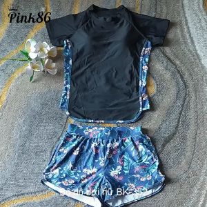 Bộ đồ bơi nữ áo bơi cộc tay quần short hoa xinh xắn BK-352a