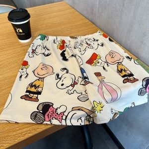 High Waist Floral Print Casual Shorts Womens Summer Korean Style Loose Comfortable Home Safety Pants Outerwear Polyester Fiber