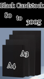 Black Cardboard Paper Sheets 80 150 200 230 300 400gsm A4 A3 4K Cardstock For Art Drawing Origami Structural DIY Vanguard Board Heavy Duty Arts Craft Project Card Making Thick Paperboard Album Pages Book Cover Material Premium Stationery Sheet