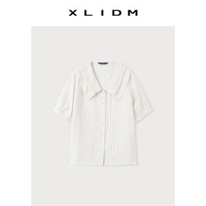 Breathable Plus Size Autumn Bamboo Knit Linen Look Flattering Ruffle Short Sleeve Shirt