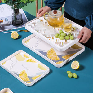 Bộ Trà Melamine Shall Sensation Cao Cấp Hộp Đựng Trái Cây Đĩa Đựng Thức Ăn Nhẹ Đĩa Đựng Trà Hình Chữ Nhật Mạ Sơn Trong Suốt