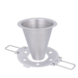 Boundless Voyage Titanium Pour Over Coffee Dripper with Foldable Holder Metal Cone Filter Paperless Ti6004P