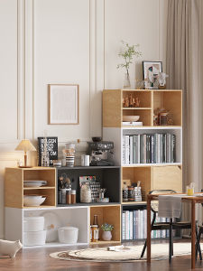 Free Combination Bookshelf Grid Cabinet Storage Cabinet with Door Floor Dustproof Living Room Bedroom Bookcase Shelf Storage Rack