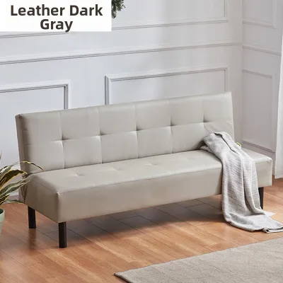 Leather Foldable Sofa Bed Compact Home Style Single Double Three Seats Lazy Sofa for Small Apartments No Storage No Customization