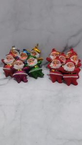Icantiq 1 SET 6 Pcs Gantungan Pohon Natal Santa Claus MERAH / GLITTER Hiasan Pohon Natal Santa Claus Mini Sinterklas Gantungan Santa Claus Kecil Hiasan Pohon Natal Santa Klaus Ornamen Natal Xmas Tree Christmas Decoration Dekorasi Pohon Natal