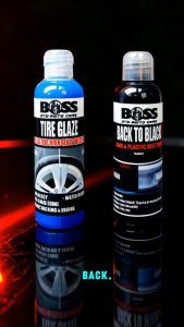 65ML BOSS BACK TO BLACK & TIRE GLAZE BUNDLE PLASTIC TRIM RESTORER POLISH RESTORER TIRE POLISH NON GREASY AUTOMOTIVE TIRE WAX SHINE WITH FREE MICROFIBER TOWEL AND SPONGE BOSS OTO MOTO CARE