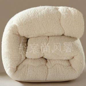 High-End Solid Color Lamb Fur Blanket Thick Double-Sided Plush Label Winter Home Use 5 Jin Single Person Quilt Core