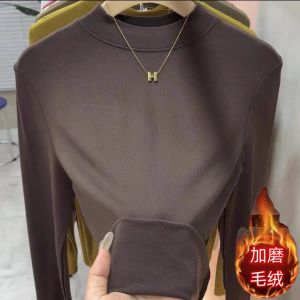 Áo Sơ Mi Trắng Dài Tay Cổ Cao Thời Trang Thu Đông Mới Cho Nữ Áo Lót Màu Trơn Cổ Đứng Thường Ngày Thoải Mái Thoáng Khí