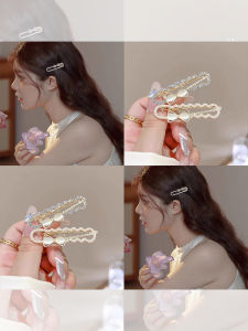 Elegant Pearl Butterfly Knot Hair Clip Side Clip Womens Bangs Clip Luxury Hair Accessories Headwear One-Word Top Clip