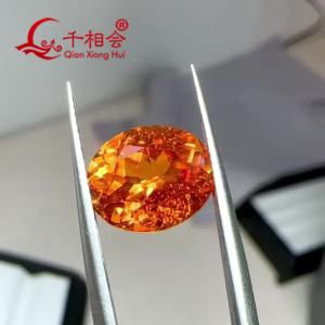 Lab Created Fanta Sapphire with Inclusions Oval Shape Orange Synthetic Sapphire Loose Gemstones for Jewelry Making