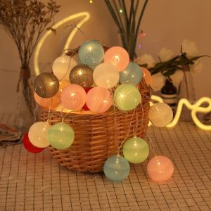 4CM 10LED/20LED Cotton Ball Lights String Wedding Party Garland Fairy Light Christmas Holiday Home Bedroom Decoration Battery