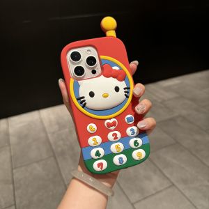 Sanrio | Cute Red KT Mobile Silicone Phone Case for iPhone 17 Pro Max 16 Pro 15 14 13 12 11 Pro Max Luxury High-end Protective Back Cover