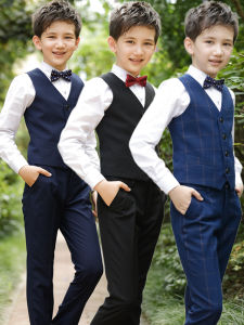 Boys Suit Vest Suit Little Flower Boy Host Childrens Suit Piano Performance Baby Full-Year Suit