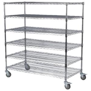 Thickened Chrome Plated Stainless Steel Warehouse Storage Shelf with Wheels Mobile Multi-Functional Adjustable Height Rack