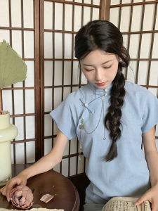 Young Girls Retro Style One-Piece Summer Dress Traditional Chinese Cheongsam Short Sleeve High Slit Daily Wear Fashionable